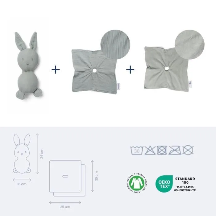 doomoo Doudou Bébé You&Me - Doudou Réversible et Réconfortant - Fourni avec 2 Corps pour Transporter l'Odeur du Parent, Vert-3