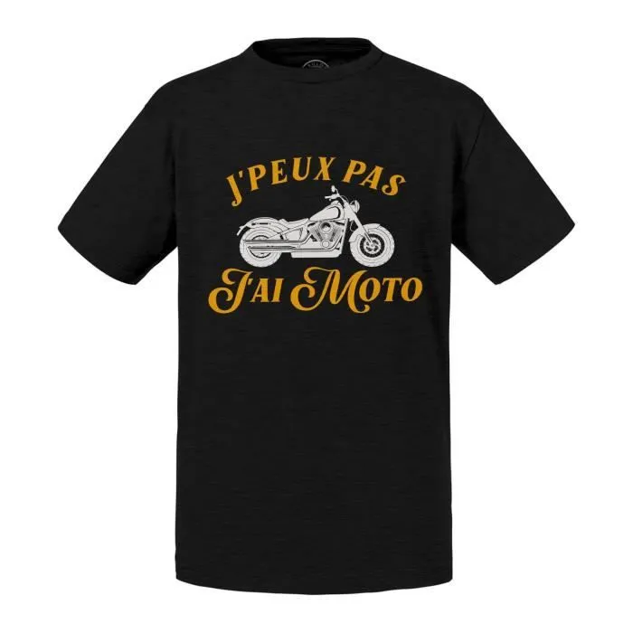T-shirt Enfant Noir J'Peux Pas J'ai Moto Bike Biker Motard-0