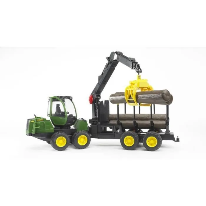 BRUDER - 2133 - Porteur forestier JOHN DEERE 1210E avec chargeur, remorque forestière et rondins de bois - Echelle 1:16-3