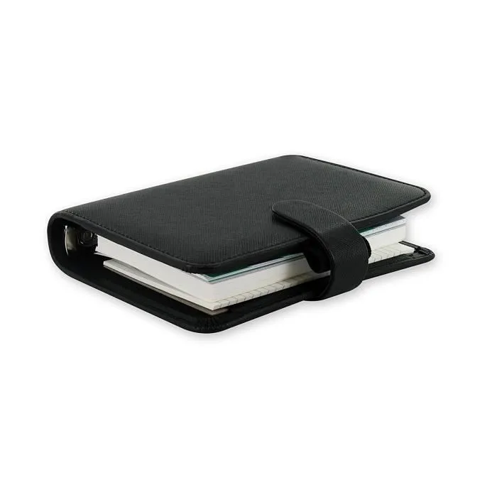 Agenda organiseur - FILOFAX - Saffiano - Format Pocket - Mécanisme d'anneaux 19mm - Noir-1