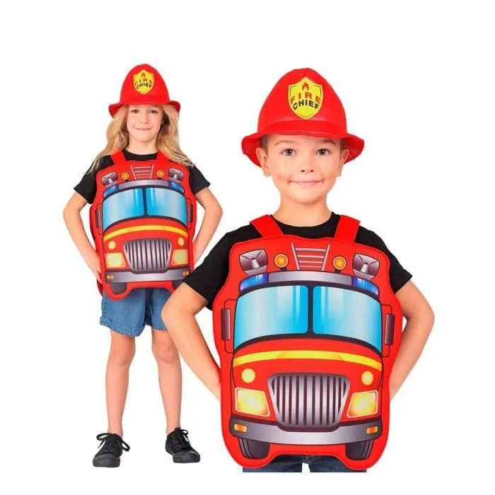Widmann Déguisement de pompier rouge avec chapeau pour enfant (3-5 ans)-0