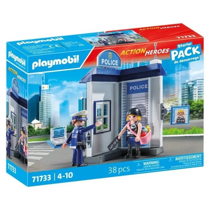 PLAYMOBIL 71733 Salle d'interrogatoire police, relevé d'empreintes, Action Heroes, Les policiers, 38 pièces, Dès 4 ans-0