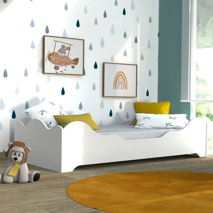 Lit FLOCON 90x190 cm + sommier /Blanc-0