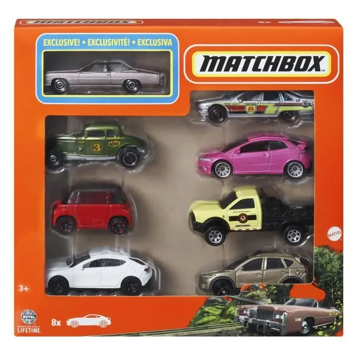 Matchbox-Coffret de 8 voitures ou camions à l’échelle 1/64 HVR81-0