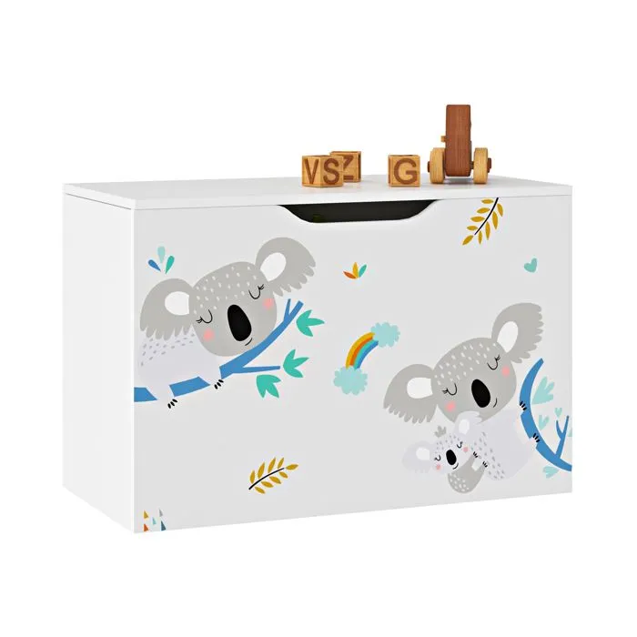 Coffre de rangement Oleiros pour enfant 40 x 60 x 30 cm blanc gris bleu-1