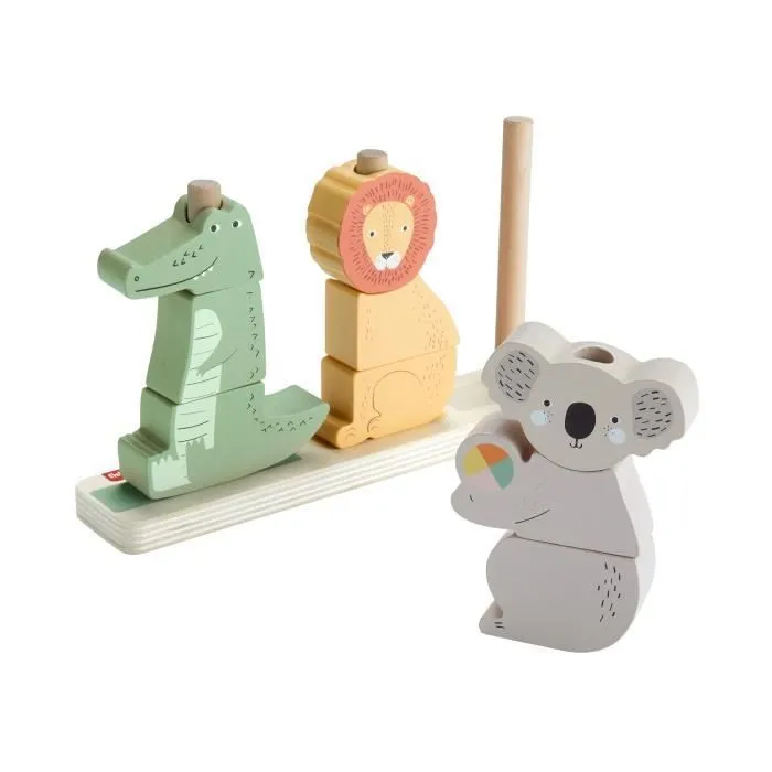 Fisher-Price-Animaux en Bois à Empiler et Trier, 10 pièces HXV04-1