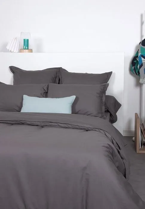 Drap Plat - COTE DECO - Gris - 240x290 cm - 100% Coton - Lavable à 60°-0