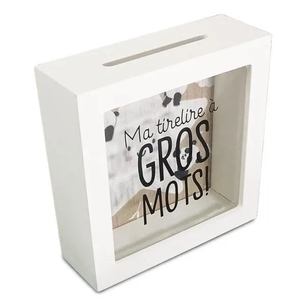 Tirelire - Fent - Anti Gros Mots - Bois - 15x15x5 cm - Mixte Enfant-0