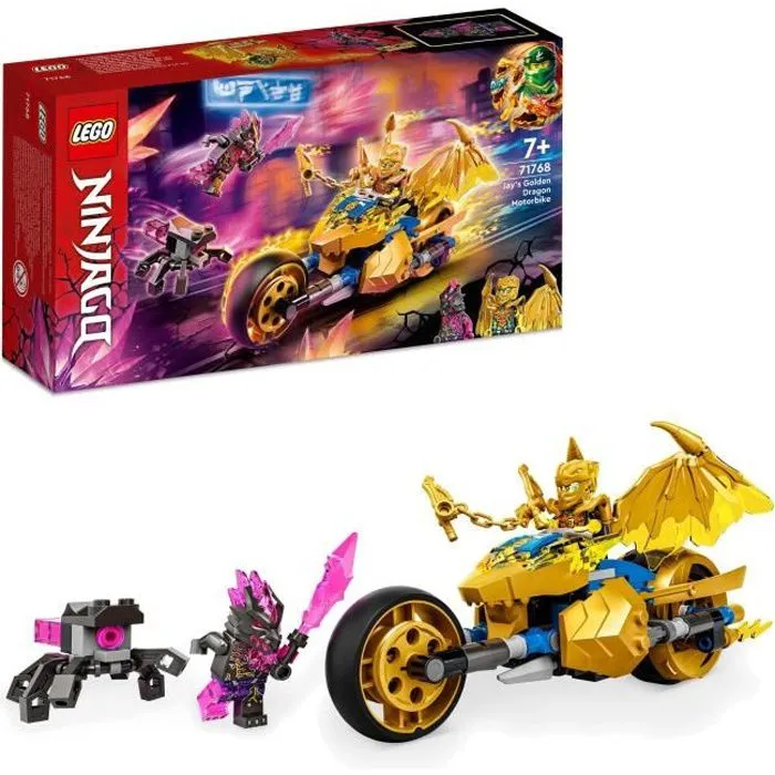 LEGO® 71768 NINJAGO La Moto Dragon d’Or de Jay, Jouet avec Véhicule et Figurine de Dragon, Idée Cadeau Anniversaire pour Enfants-0