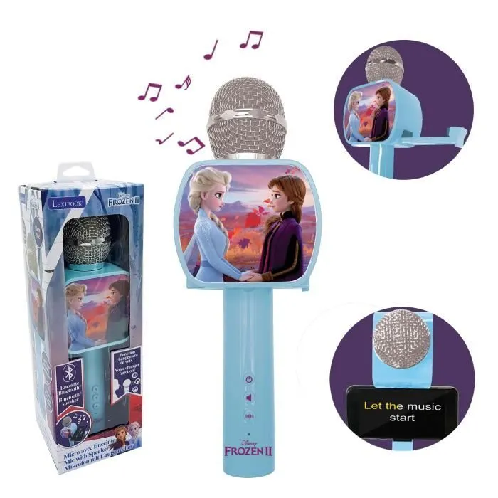 Micro Karaoké sans fil Reine des Neiges - LEXIBOOK - Enceinte Bluetooth® intégrée - 3 tonalités de voix-1