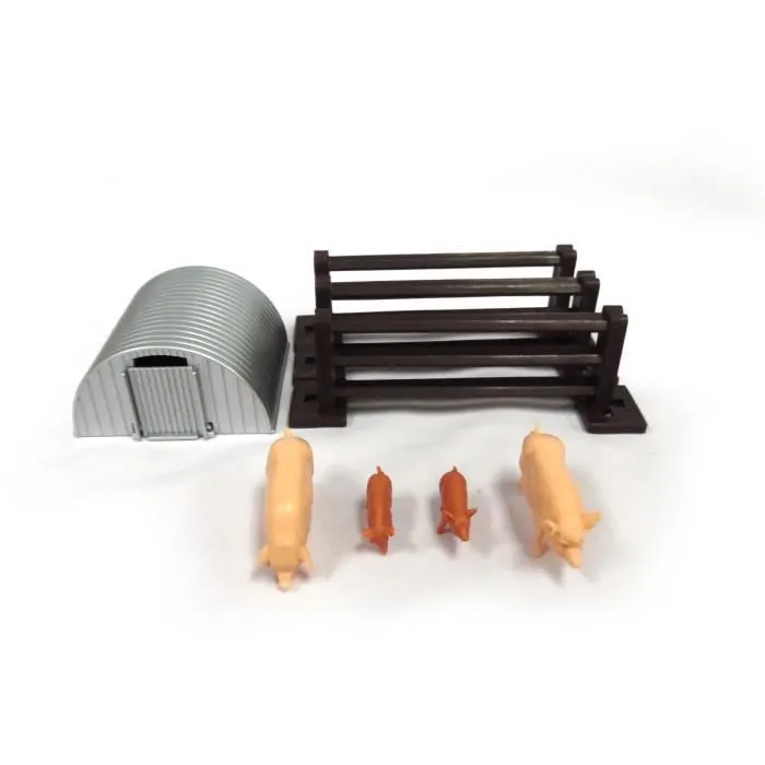 Enclos à cochon et ses 4 cochons en plastique - BRITAINS - 1/32 - Accessoire pour l'univers de la ferme-0