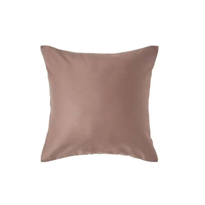 Taie d'oreiller - Homescapes - Marron - 100% coton bio - 400 fils - 40 x 40 cm-0