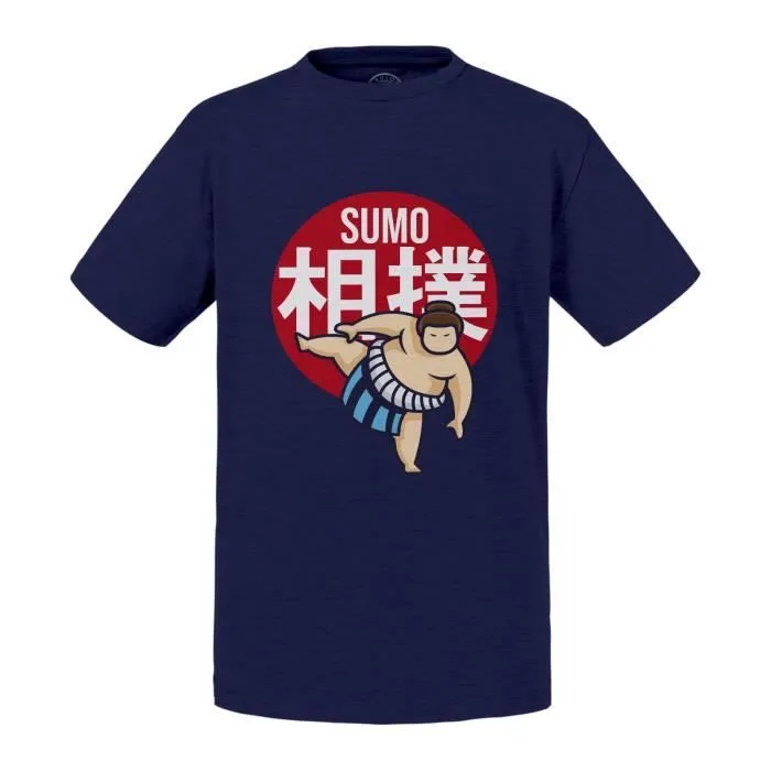 T-shirt Enfant Bleu Combat de Sumo Lutte Japon Asie Culture-0