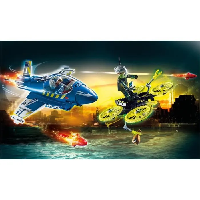 PLAYMOBIL - 70780 - Jet de police et drone - Multicolore - Bleu - Playmobil City Action-1