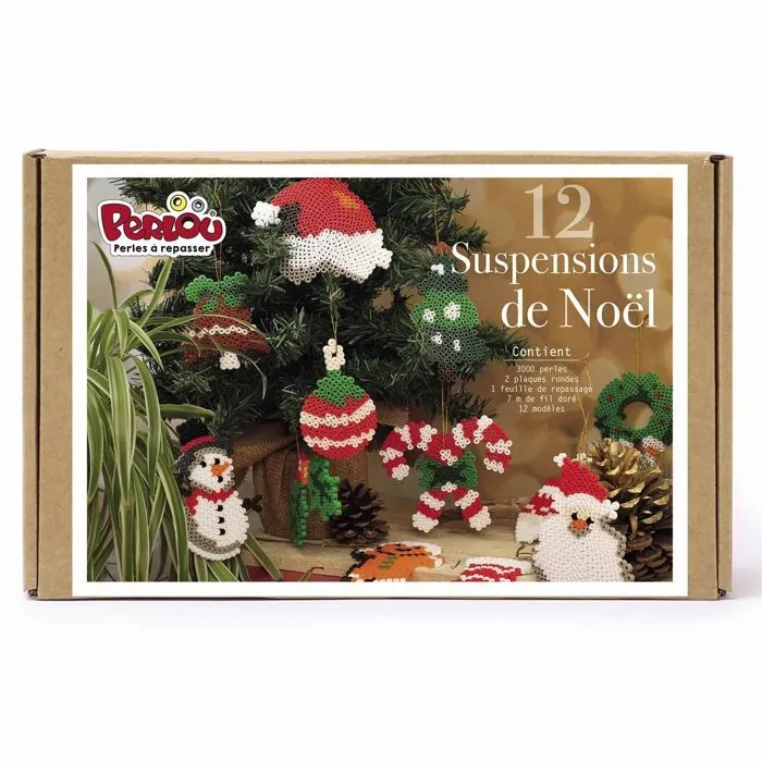 Coffret perles à repasser 12 décorations de Noël-0