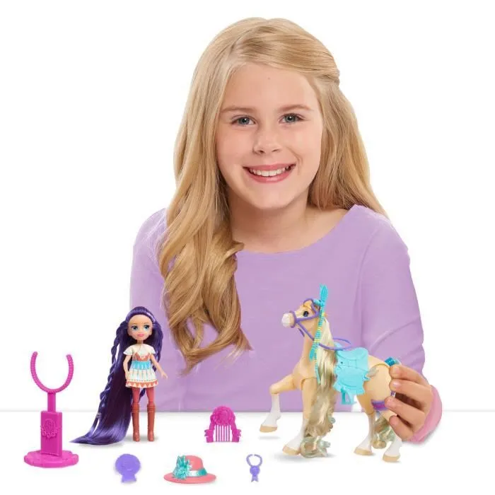 Winners Stable, Coffret Cheval articulé et Poupée avec accessoires, 11 pièces, Modèle Kimi & Kola-3