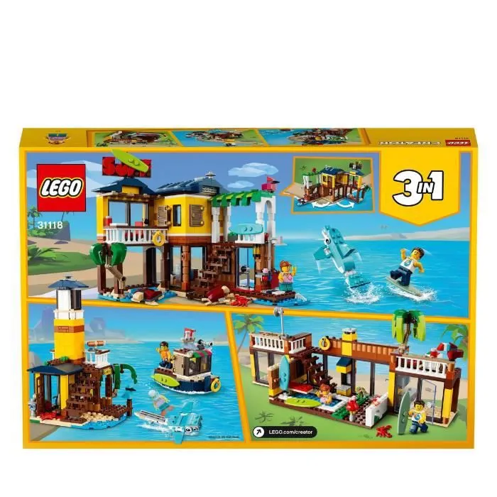 LEGO® Creator 3-en-1 31118 La Maison sur la Plage du Surfeur, Jouet, Figurines Animaux Marins-4