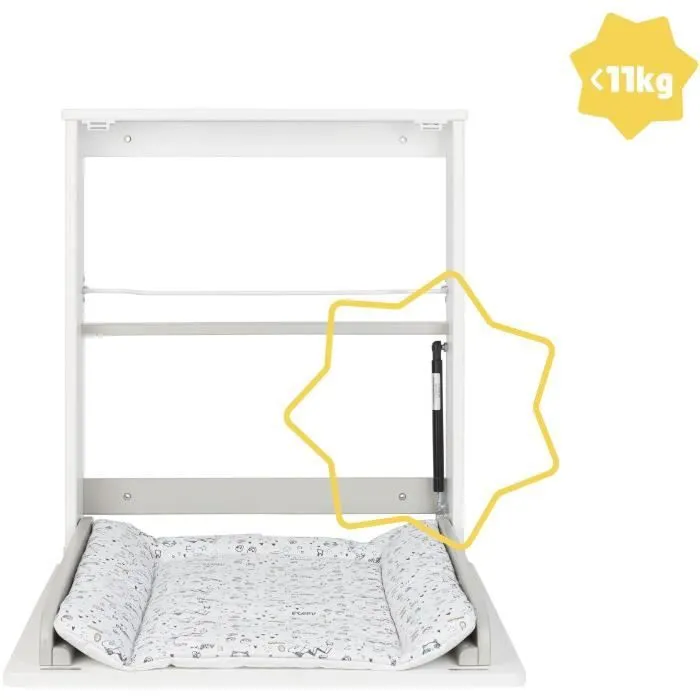 Badabulle Table à langer murale Plouf, avec matelas à langer inclus - Pliable et compacte-3