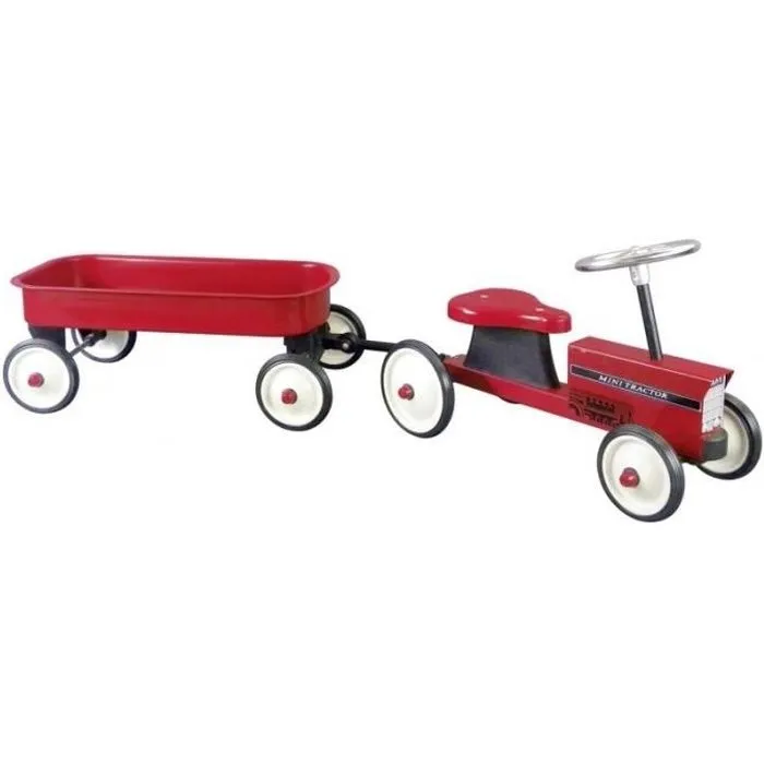 Porteur Tracteur avec remorque amovible - GOKI - Pneus en caoutchouc - L122cm - Métal et plastique-0