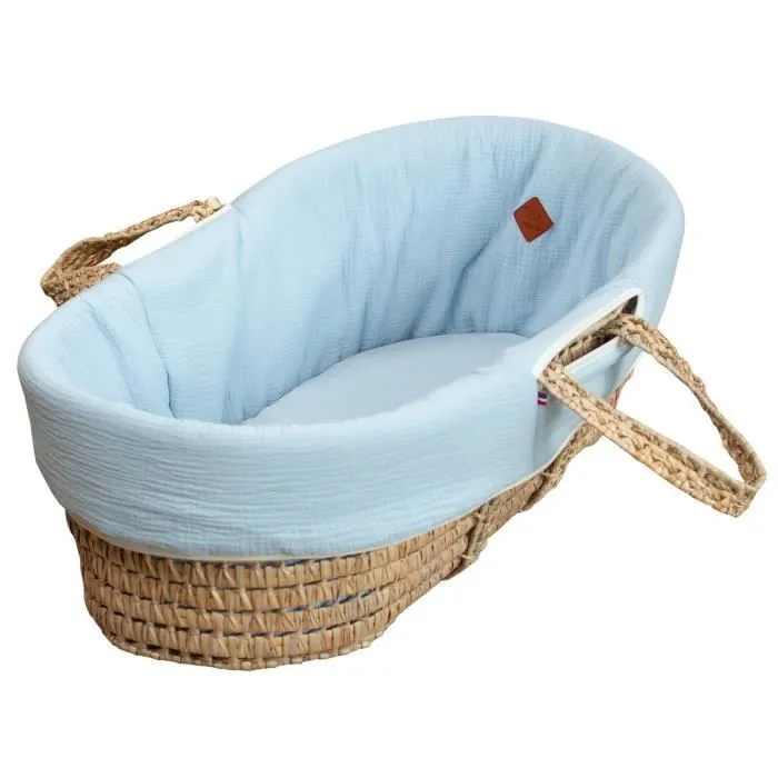 Couffin bébé avec Matelas Habillage et Drap Housse Bleu Taille Unique-0