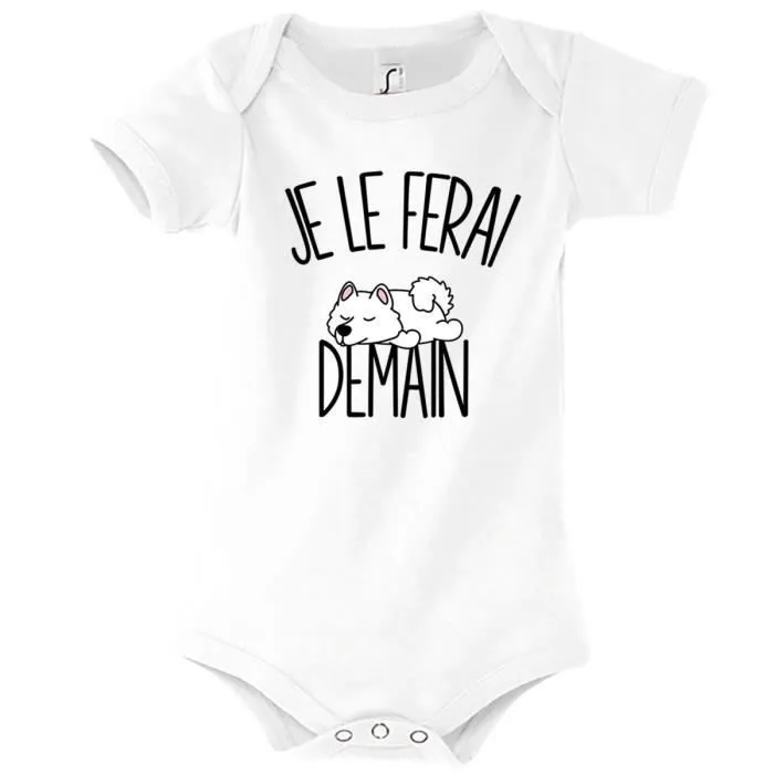 Body bébé - Je le ferai Demain - Samoyède - Blanc - Mixte - 12-18 mois-0