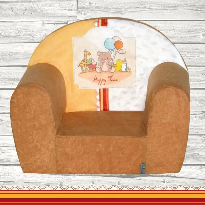 Mini-fauteuil club enfant Fortisline motif Happy Place-0