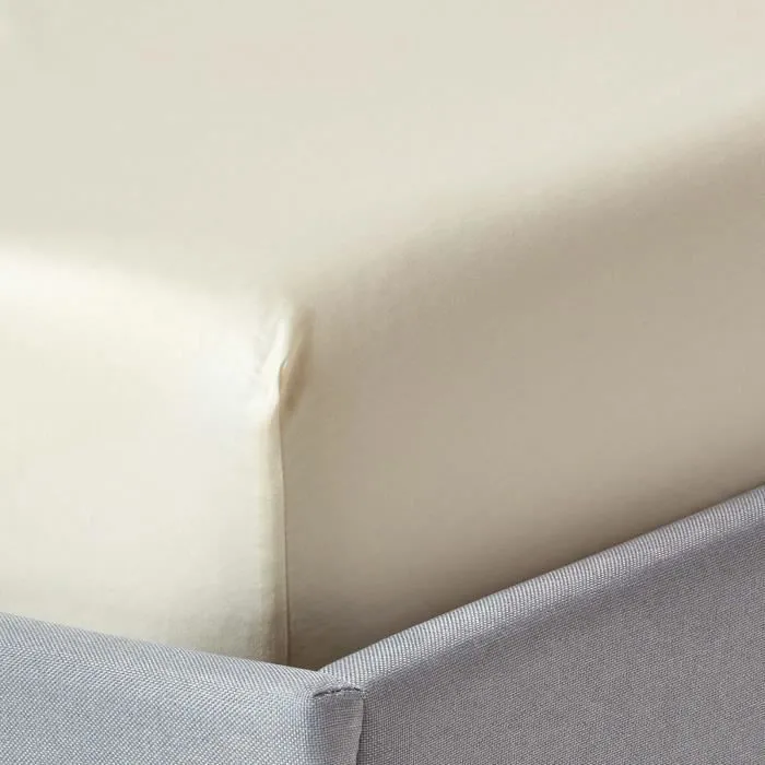 Drap-housse - Coton Égyptien Bio - 180 x 200 cm - 400 fils - Crème - Matelas Épais-0