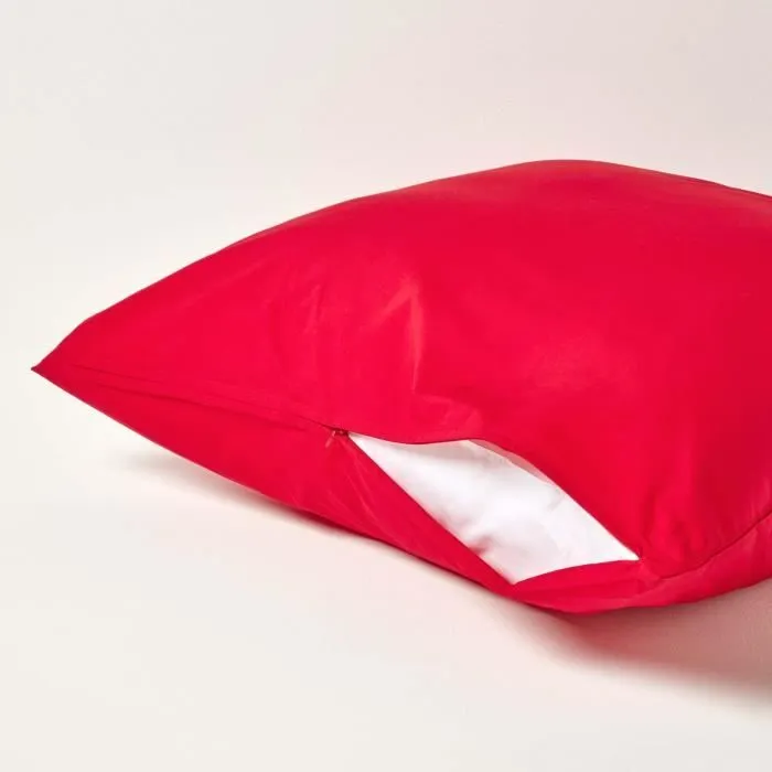 Taie d'oreiller - Homescapes - Rouge - 100% coton égyptien - 200 fils - 80 x 80 cm-2