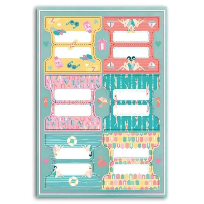 Stickers Onglets Baigneuses - Draeger Paris - Lot de 24 - Design estival, féminin, rétro et pastel-1