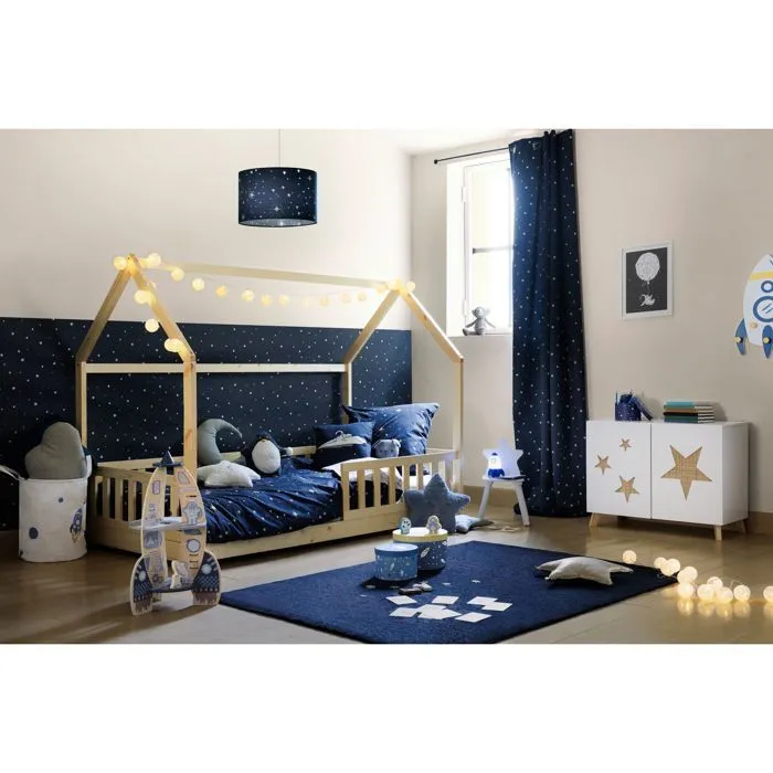 Atmosphera Kids - Lit cabane Bosco pour enfant - 90 x 190 cm - Marron-1
