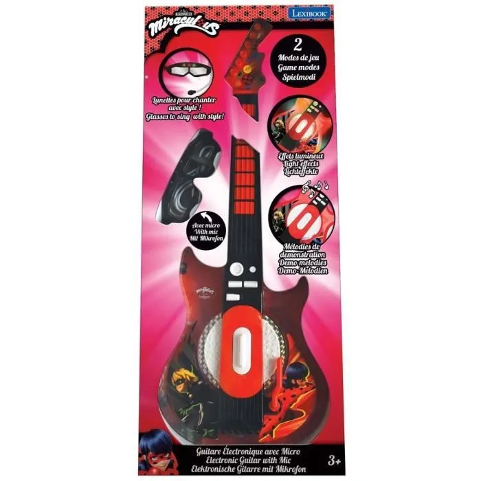 Guitare électronique lumineuse avec lunettes équipées d'un micro - Ladybug-3