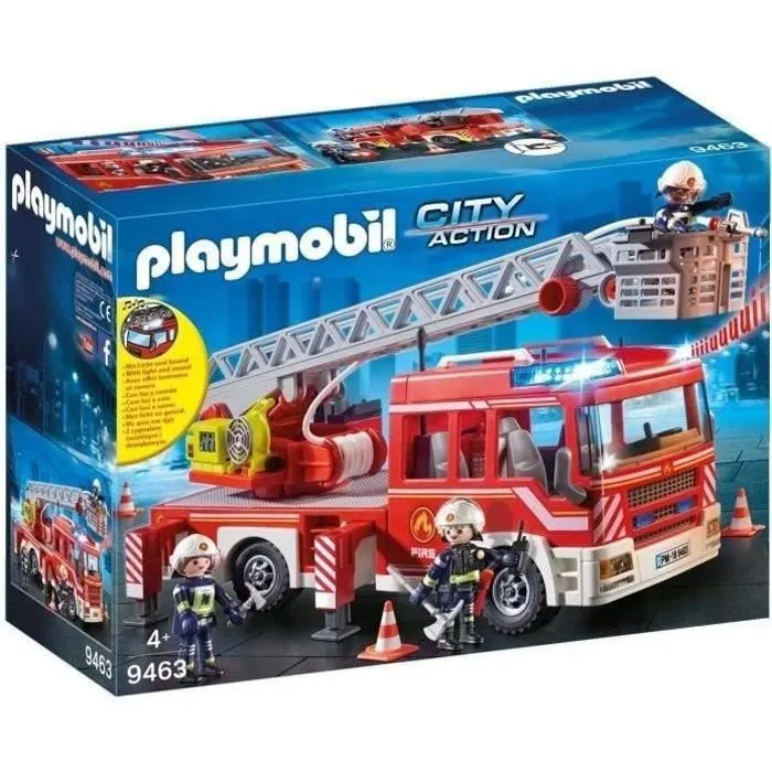 PLAYMOBIL 9463 Camion de pompiers, Avec échelle pivotante, City Action, dès 4 ans-5