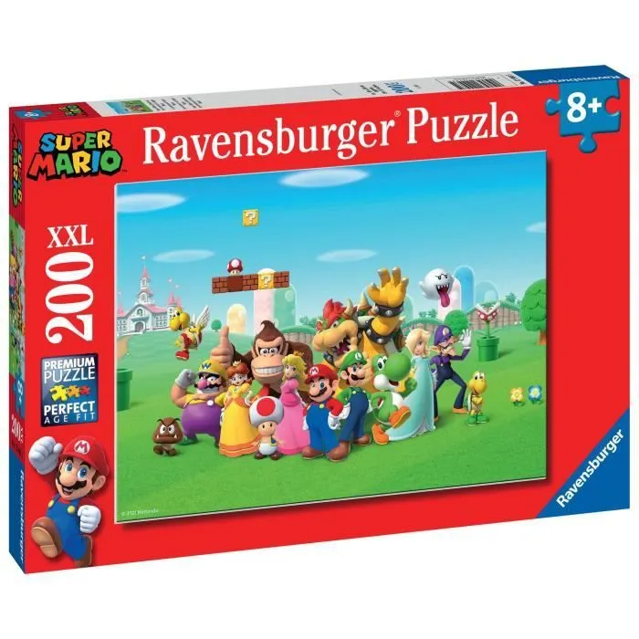 Puzzle 200 pièces XXL Les aventures de Super Mario, 00012993, Dès 8 ans, Ravensburger-0