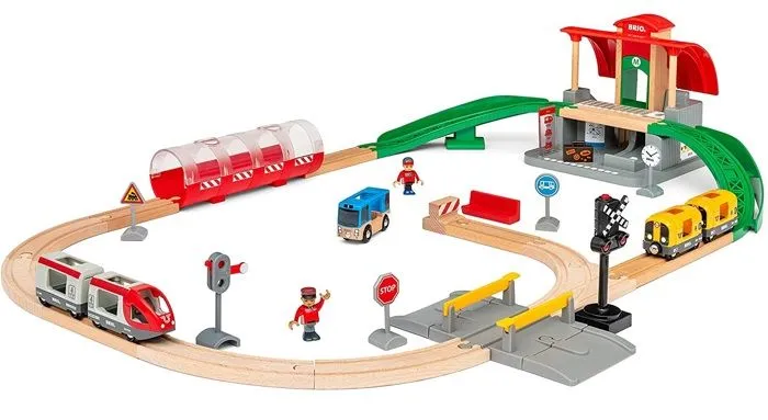 Circuit de train en bois BRIO - Gare centrale - Coffret complet 37 pièces - Mixte dès 3 ans-2