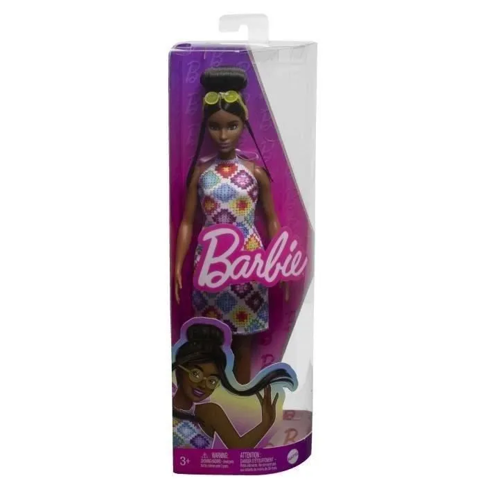 Barbie Fashionistas 210 avec bun et robe crochet dos nu - Poupée Mannequin -BARBIE - HJT07 - POUPEE MANNEQUIN BARBIE-2