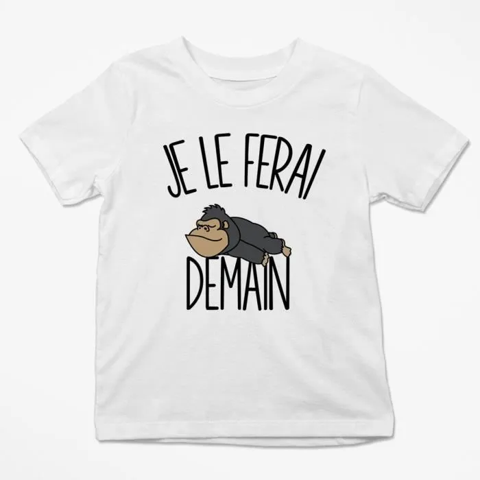 T-shirt Enfant - Planetee - Gorille - Manches courtes - Col arrondi - Blanc-0
