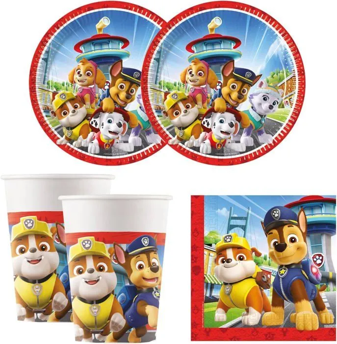 Set de vaisselle jetable - Procos - Paw Patrol - 52 pièces - Assiettes et gobelets - Multicolore-0