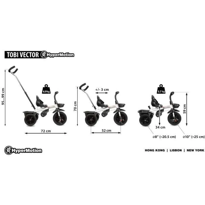 HyperMotion Tricycle Evolutif Enfant jusqu'à 20 kg| Guidon Contrôle Parents| Ceinture Sécurité| Siège confortable| Roues Larges Noir-2