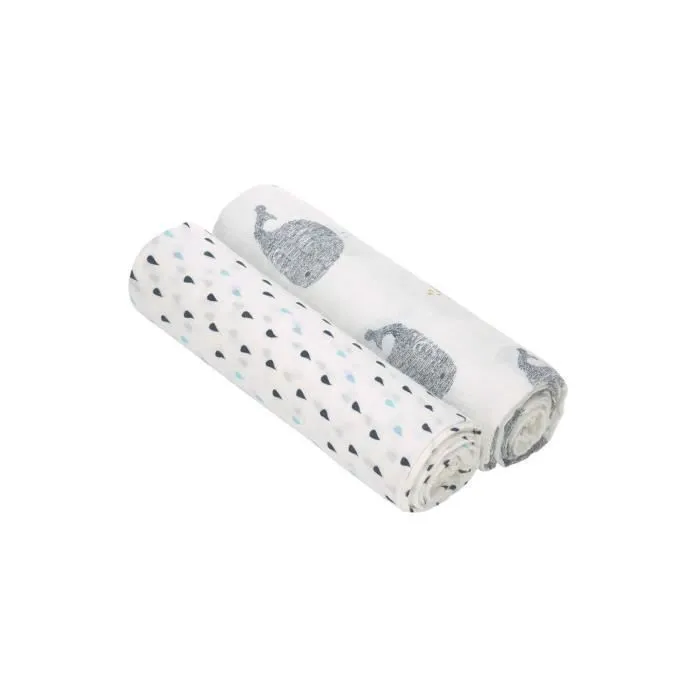 Lange divinement doux XL Little Water Baleine - LASSIG - 120 x 120 cm - Coloris Unique-0