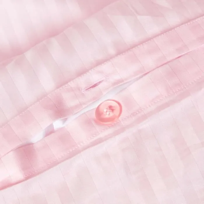 Parure de lit - Homescapes - Rose - 100% coton Egyptien 330 fils - Motif rayé et satiné-1