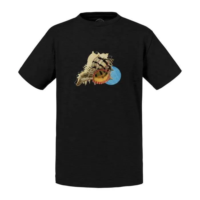 T-shirt Enfant Noir Coquillage Minimaliste Collage Biologie Illustration Ancienne-0