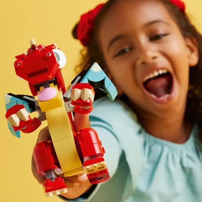 LEGO® 31145 Creator 3en1 Le Dragon Rouge; Jouet avec 3 Figurines d'Animaux, dont un Dragon Rouge, un Poisson et un Phénix-4