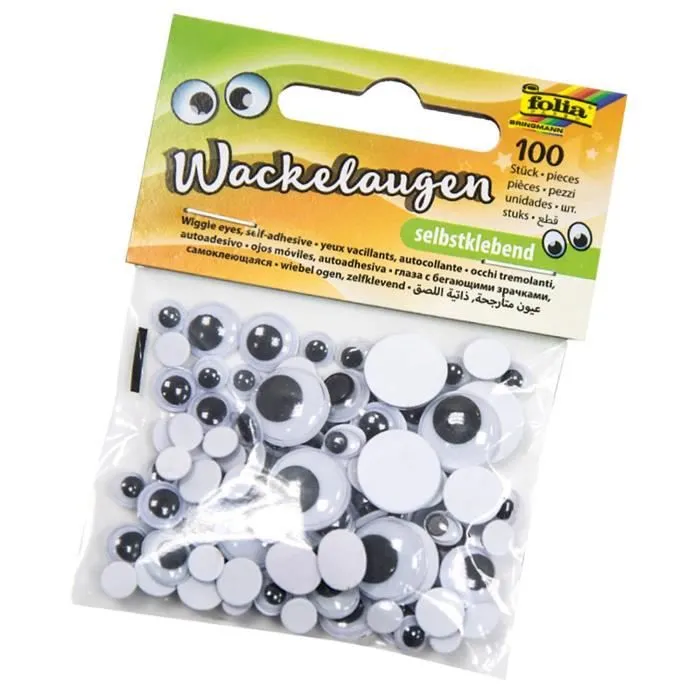 Folia Yeux Autocollant, 100 Pièces, en 6 différentes Tailles - 7519-0