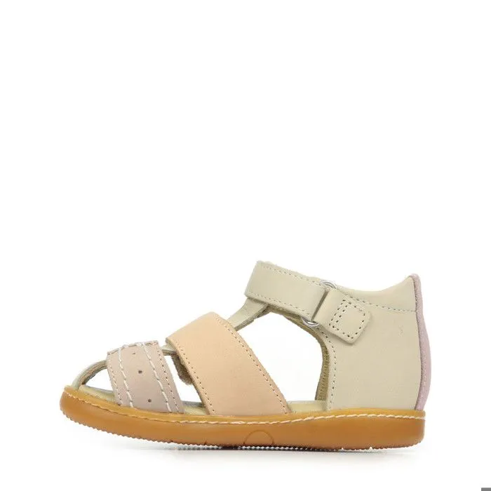 Sandales - KICKERS - Kick Bazar - Beige - Cuir - Fermeture Scratch-3