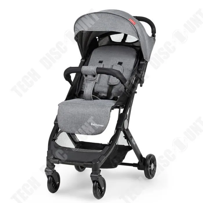 TD® Poussette Gris 89 x 47,5 x 104 cm Poussette canne ultra pour bébés pliable Poussette Combinée-1