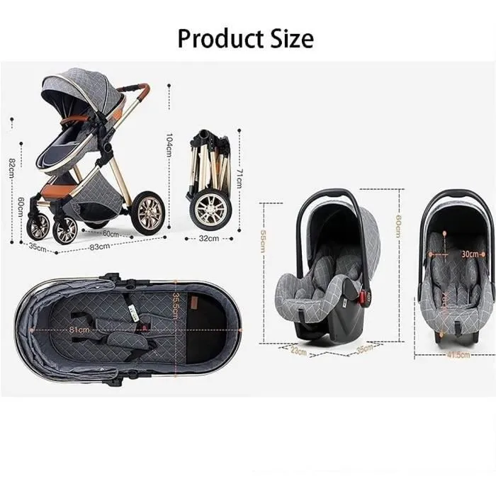 Bebeboutik Poussette Pliante Multifonction Landau Poussette Compacte 3 En 1 Pliable A Une Main Poussette Landau Avec Panier Et Sac Maman 276