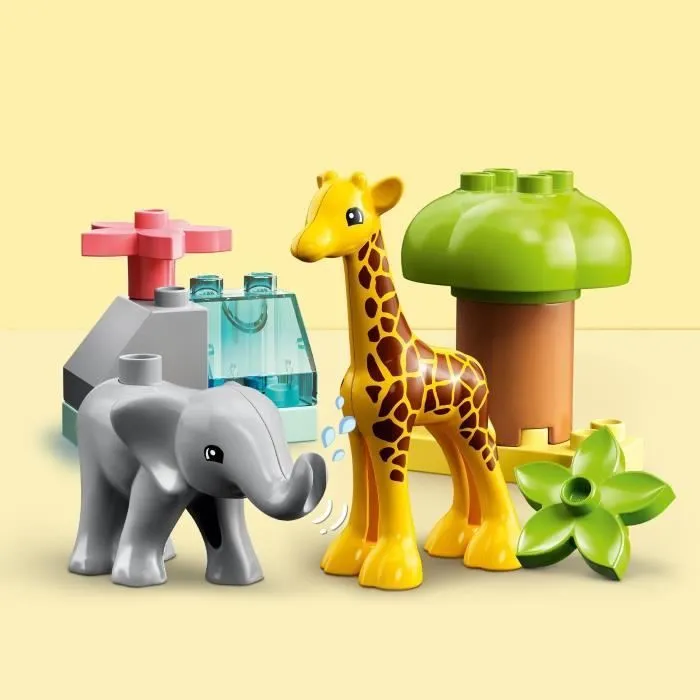 LEGO® 10971 DUPLO Animaux Sauvages d’Afrique, Jouet sur le Safari dès 2 Ans avec Figurines d'Éléphant et Girafe avec Tapis de Jeu-2