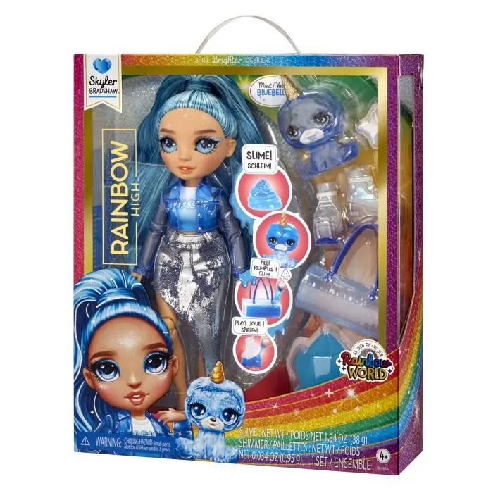 Rainbow High Poupée Mannequin avec Kit de Slime et Animal de Compagnie - Skyler (Bleu) - Poupée Pailletée 28 cm avec Kit de Slime-6