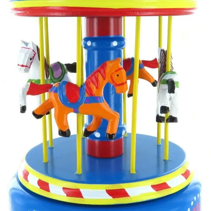 Oh! Susanna (Stephen Foster) - Boîte à musique - carrousel - manège musical miniature en bois avec chevaux tournants (Réf: 44039).-1