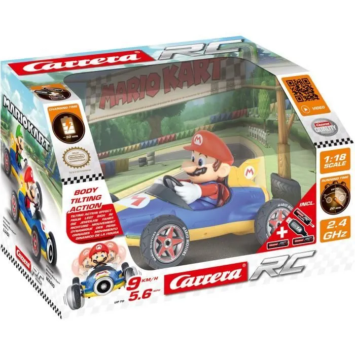 Bebeboutik Voiture radiocommandee Mario Kart Mach 8 CARRERA TOYS Mario 2 4GHz Multicolore